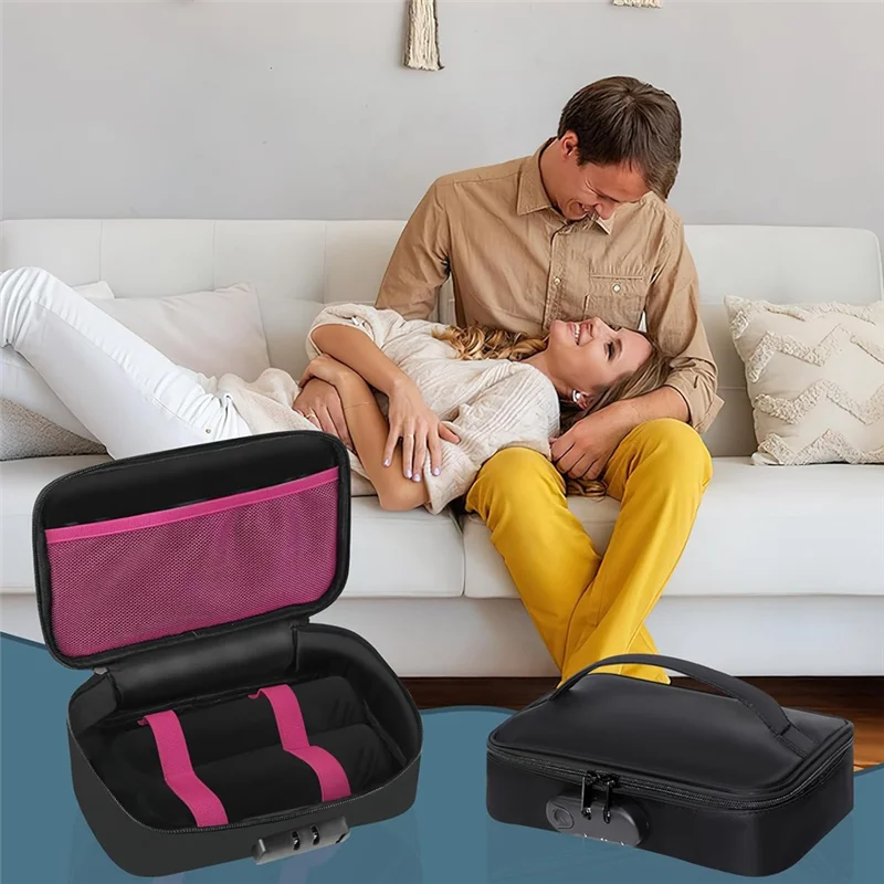 A03F-Lockable Discreet Toy Storage Bag With Locking Storage Box, Toy Organizer Case, Organizer Container And 2 Drawstring Sub-Ba