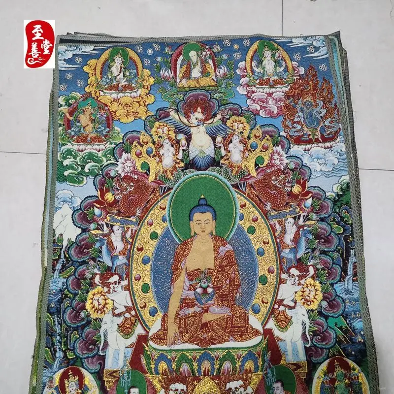 Tibet Tibetan Cloth Silk Red medicine buddha Thangka Tangka Embroidery Painting Embroidery Hanging Pictures