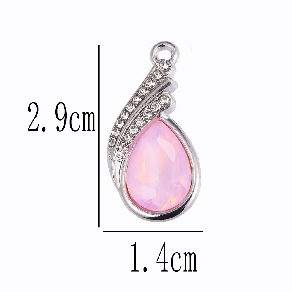 6Pcs/Set Fashion Drop Rhinestone Crystal Charm Pendant for Women\'s Necklace Keychain Diy Jewelry Making Accessories Wholesale