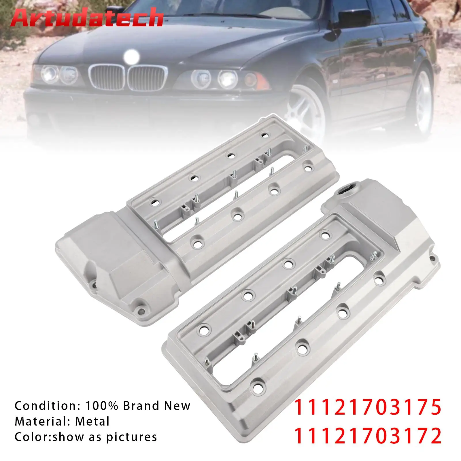 Artudatech Left+Right Engine Valve Cover For BMW 540i E39 740i 740iL1998-2001 E38 X5 Z8