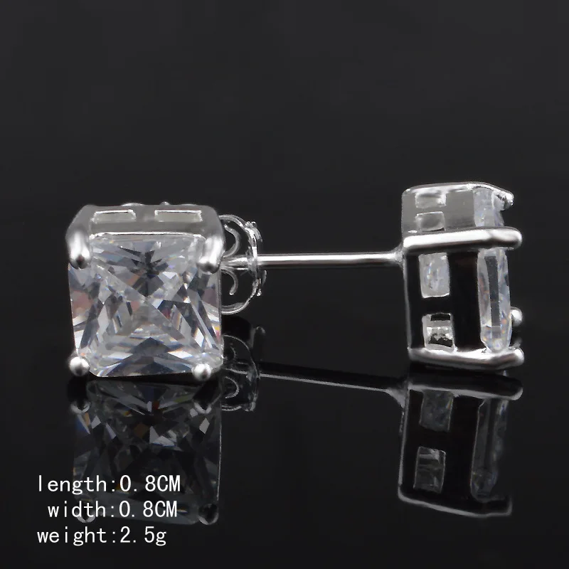 Pendientes 925 Silver Needle Jewelry Luxury Square Zircon Earrings For Women Brincos Para As Mulheres Boucle Nausnice Ohrstecker