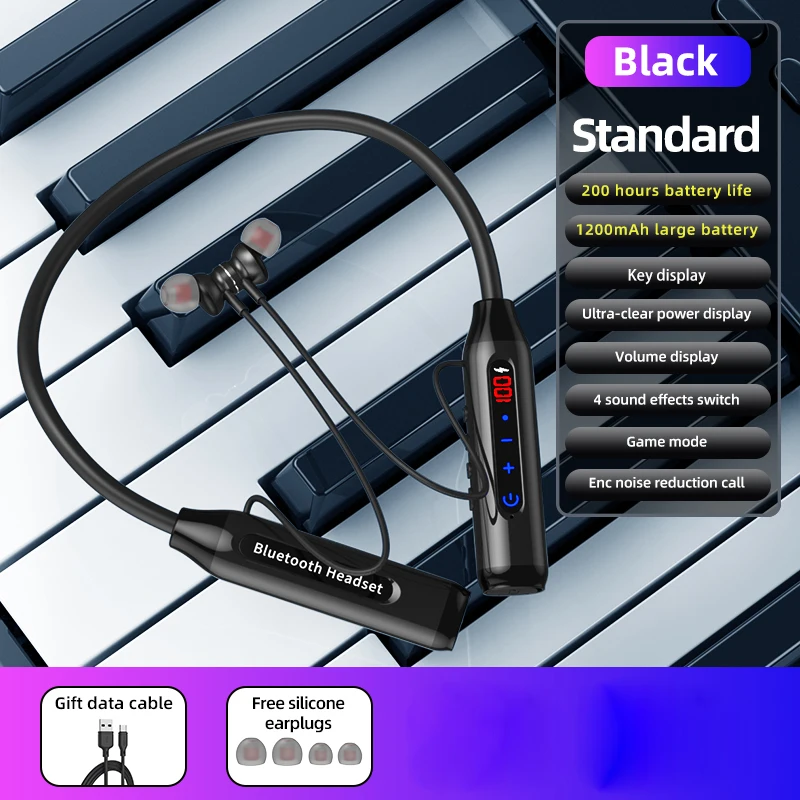 200 Hours Playback Earphones Wireless Bluetooth Headset Neckband Sports Waterproof  HeadphonesFor Apple Xiaomi No Delay Earbuds
