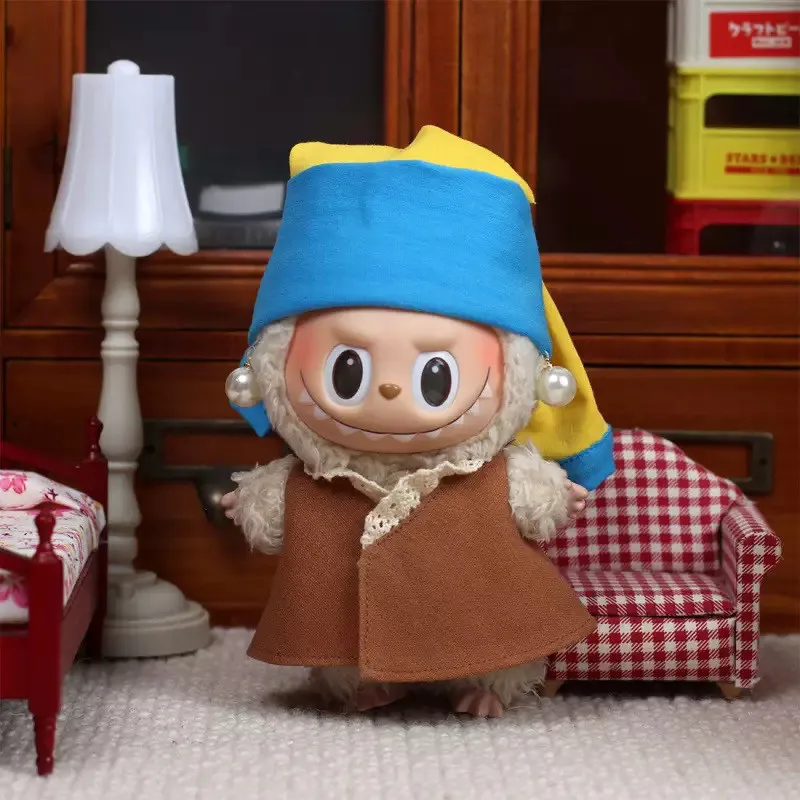 Ubranka dla Labubu dla dziewczynek z kolczykami z pereł, pasujące do Zsiga/Dimoo/Labubu/Star People, zabawne ubranka dla niemowląt.