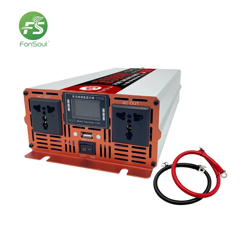 Fonsoul Pure Sine Wave Home & Automotive Inverter 3500W DC 12V-60V to AC 220V High Efficiency Universal Plug Power Converter