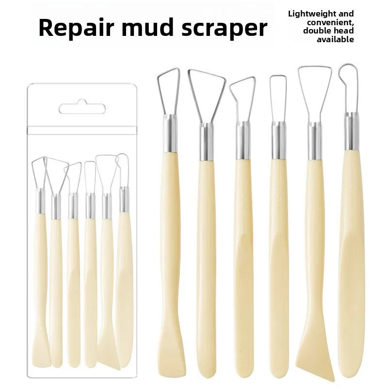 

Pottery clay scraper Plastic 6-piece set of art supplies Sculpture modeling tools Soft pottery art supplies
