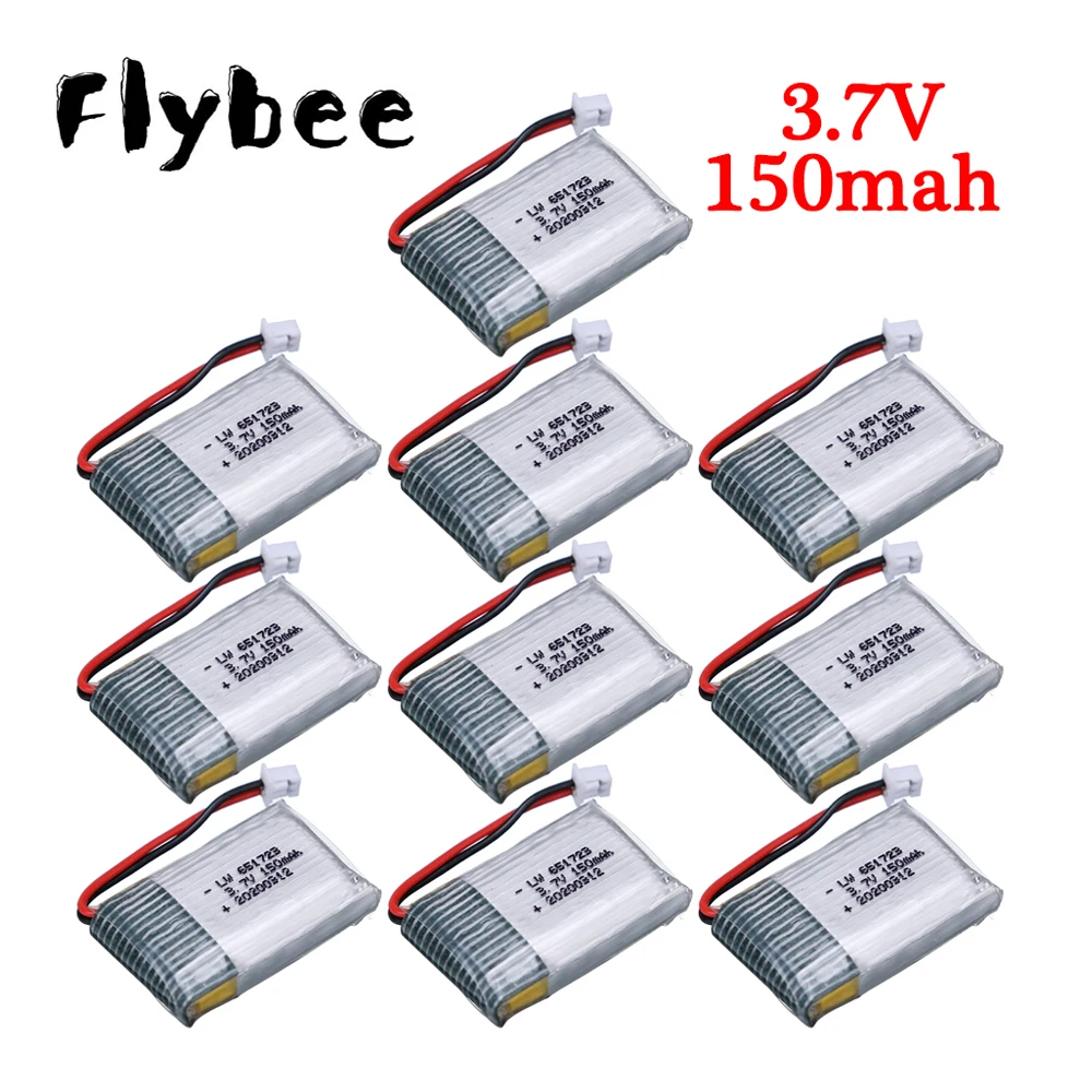 3.7V 150mah 651723 for H20 S8 M67 U839 RC Quadcopter helicopter spare parts 3.7V LiPo battery for H20 toys Drones batteries