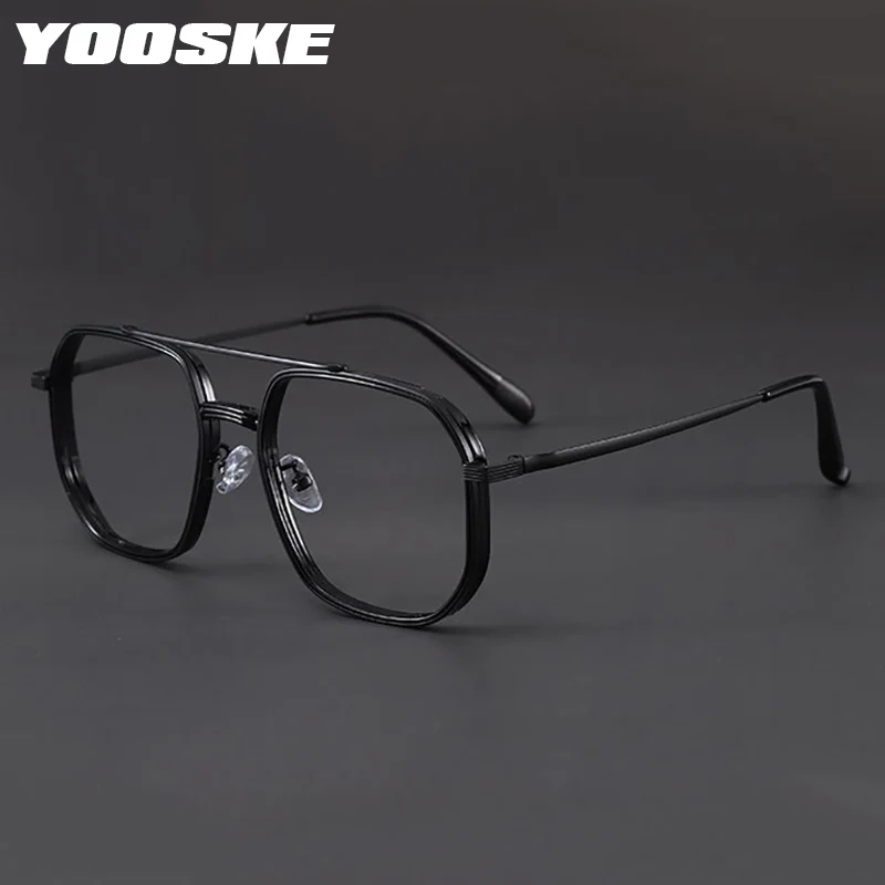 إطار نظارات عالي الجودة للرجال والنساء خفيف الوزن TR معدني مزدوج الشعاع مضلع مضاد للضوء الأزرق عدسات شفافة