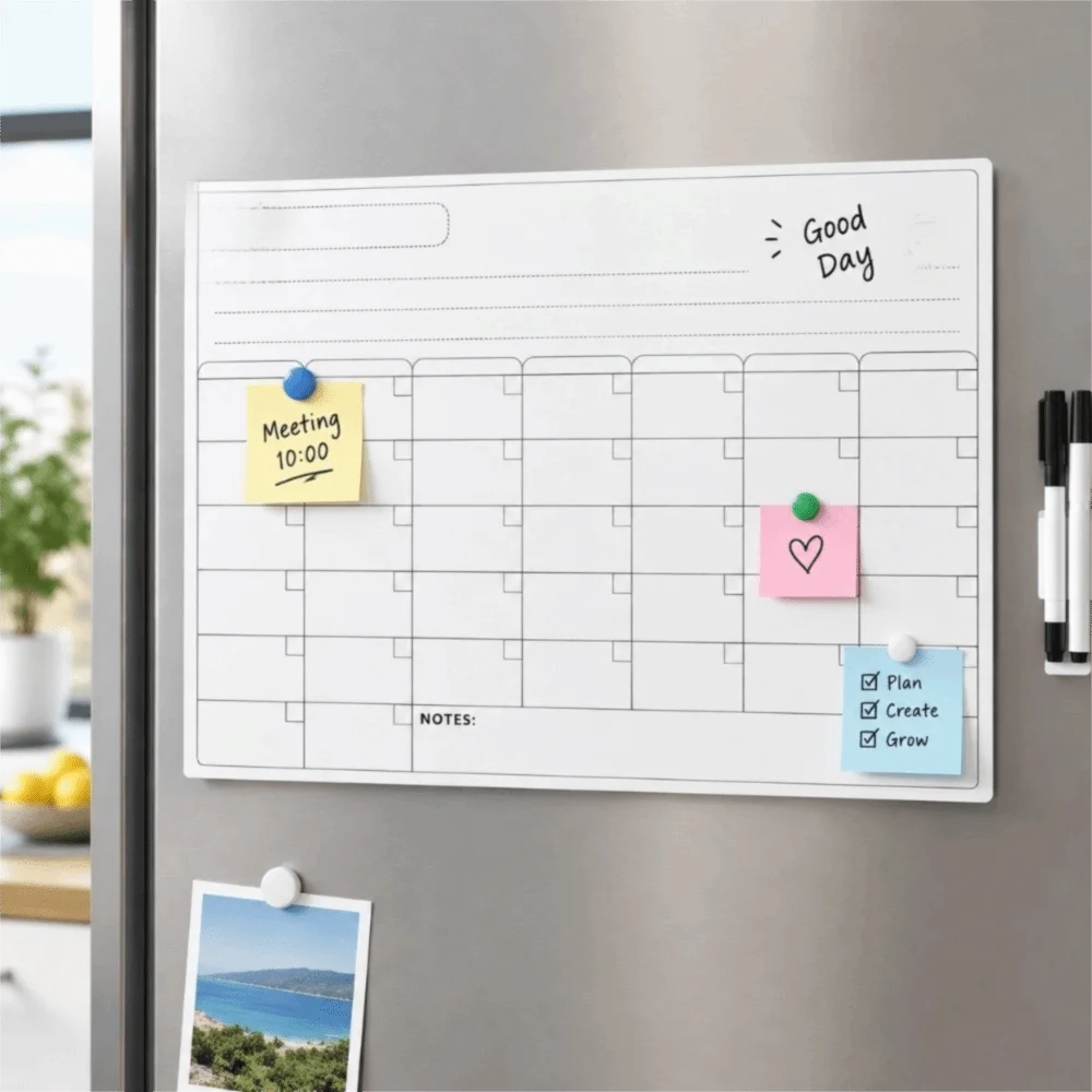 PET Dry Erase Board Weekly Monthly Schedule Comvenient Refrigerator Stickers Easy To Erase Dry Erase Calendar Board