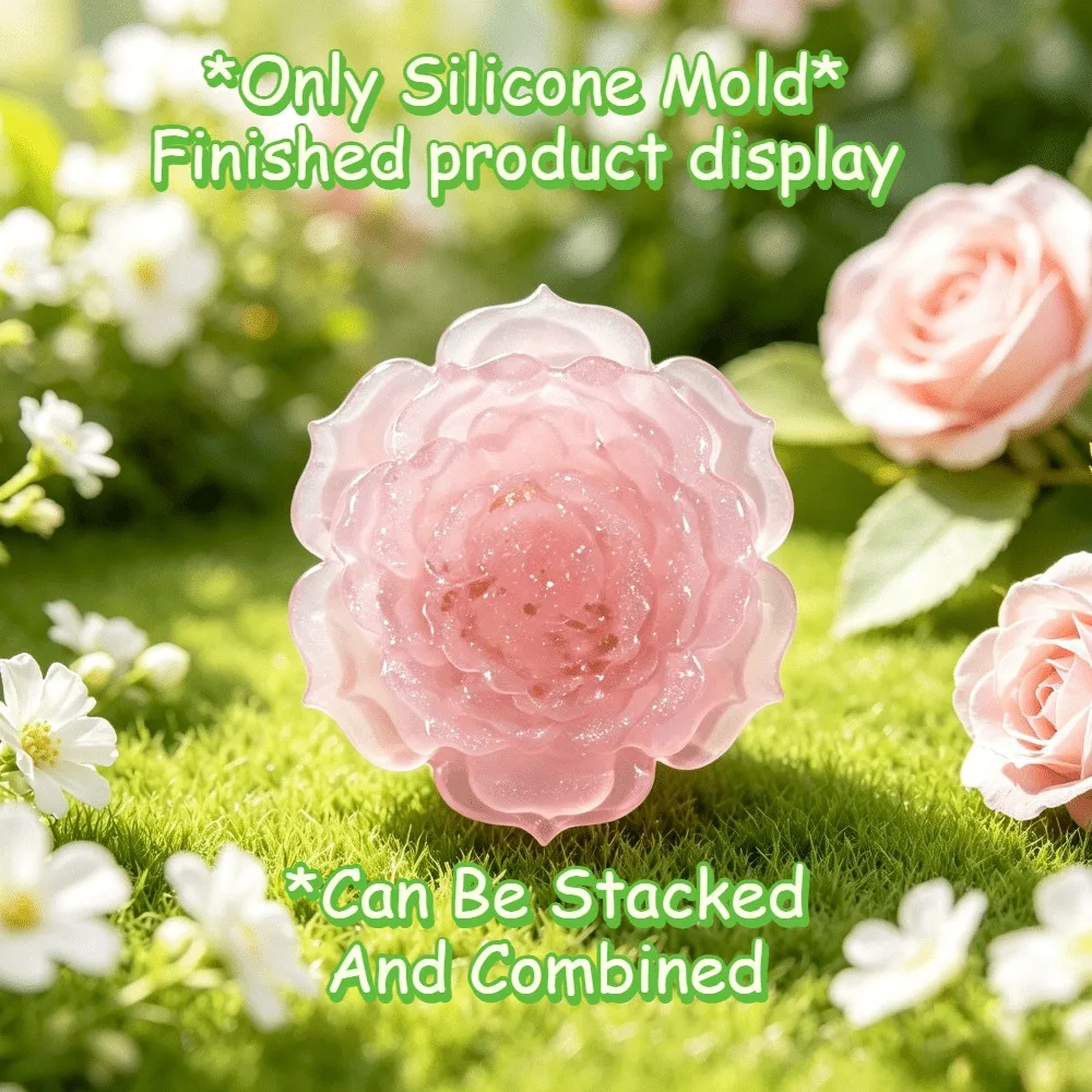 Decor Flower Shape Epoxy Resin Silicone Casting Mold, DIY Making Hanging Ornaments Coasters, Holiday Handmade Presents