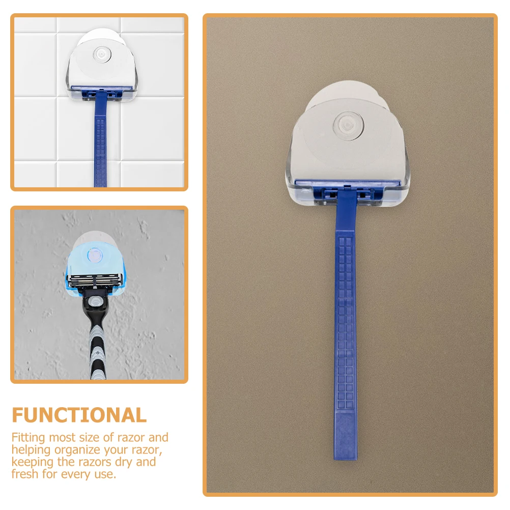 

10pcs Grey Razor Holder Shaving Stand Suction Cup Bathroom Accessory Durable Plastic Safety Razor Display Stand Storage Rack