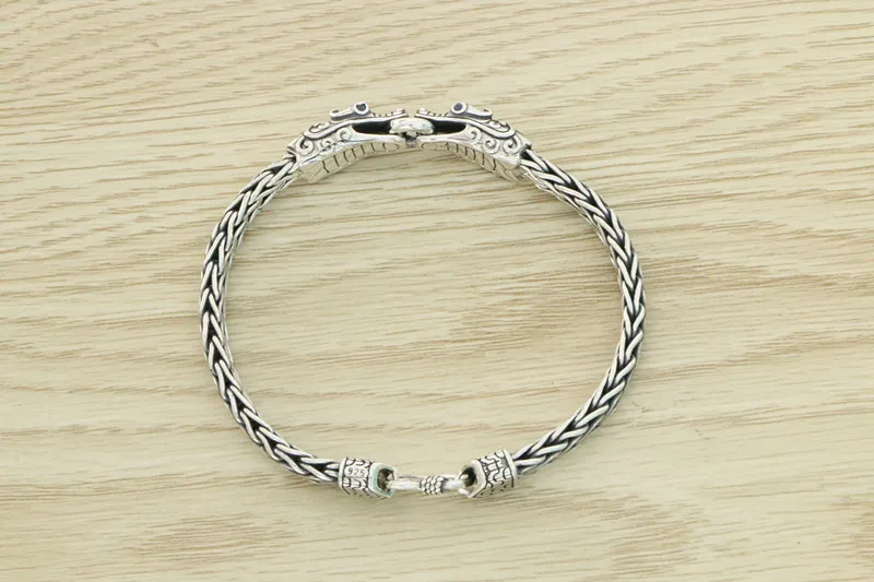 Sterling silver original handmade dragon head bracelet Men's fashion retro personality domineering hip-hop Tiktok same silver ch