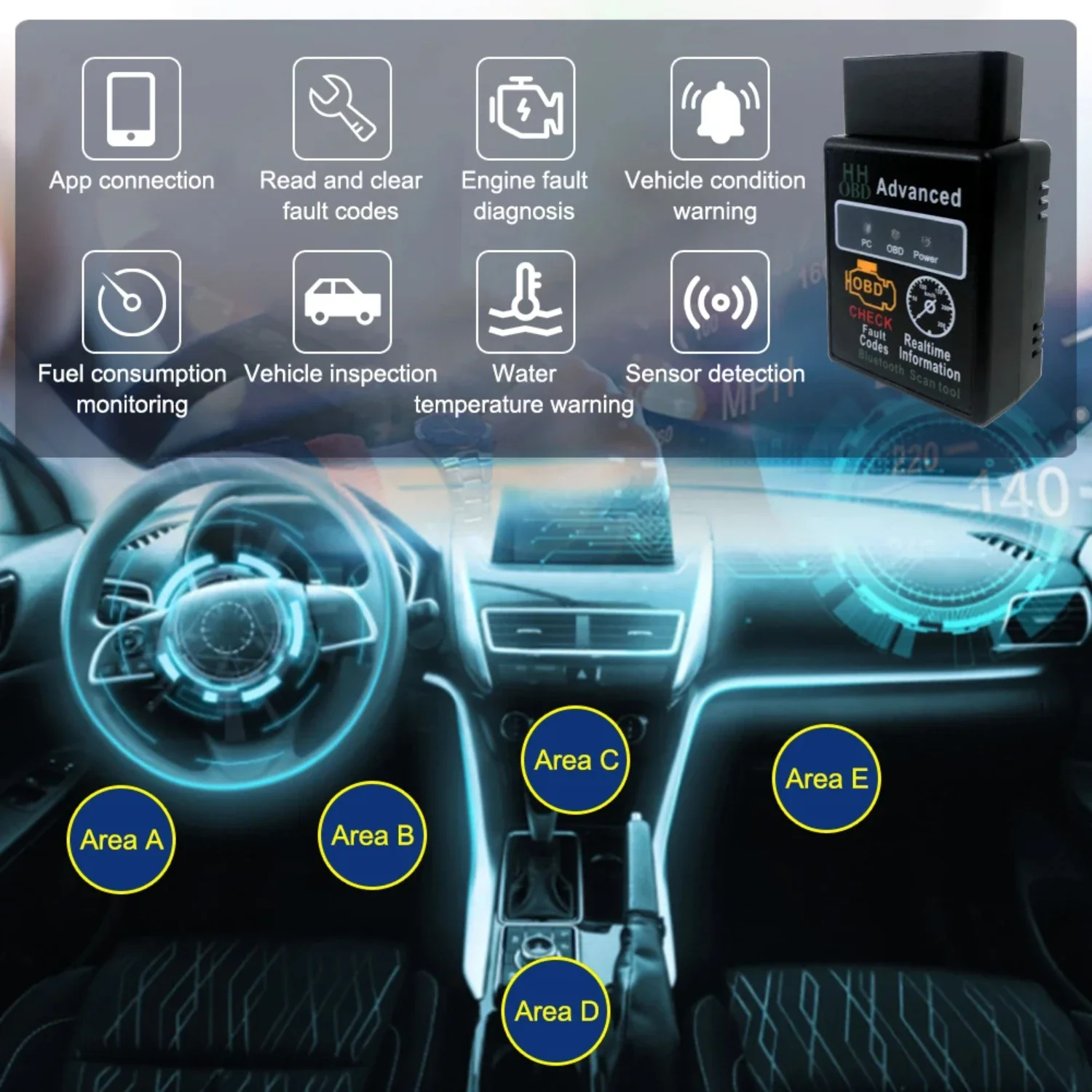 2023 Newest OBD2 Car Scanner Mini Elm327 Diagnostic Adapter Tester Bluetooth V1.5 OBD car diagnostic tool  Android IOS