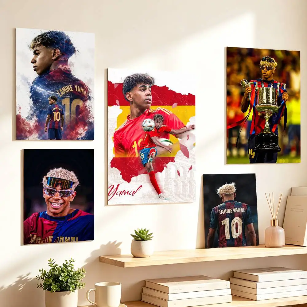 COOL FOOTBALLL L-Lamine Y-Yamal 19   Poster HD Self Adhesive Waterproof Wall Art Ideal for Home Office Dorm Gift