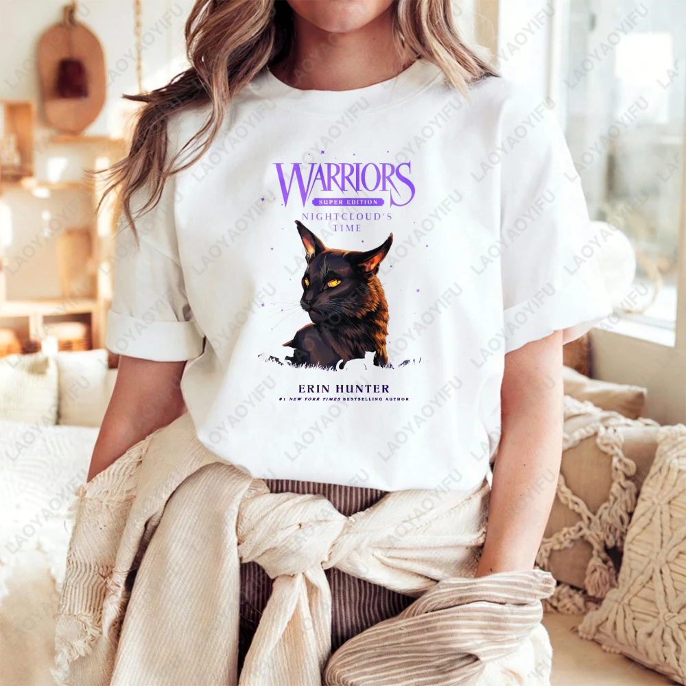 

Warrior Cats Nightclouds Time Erin Hunter Cat Graphic Unisex Cotton T-Shirt Fashion Casual Summer Trendy Top