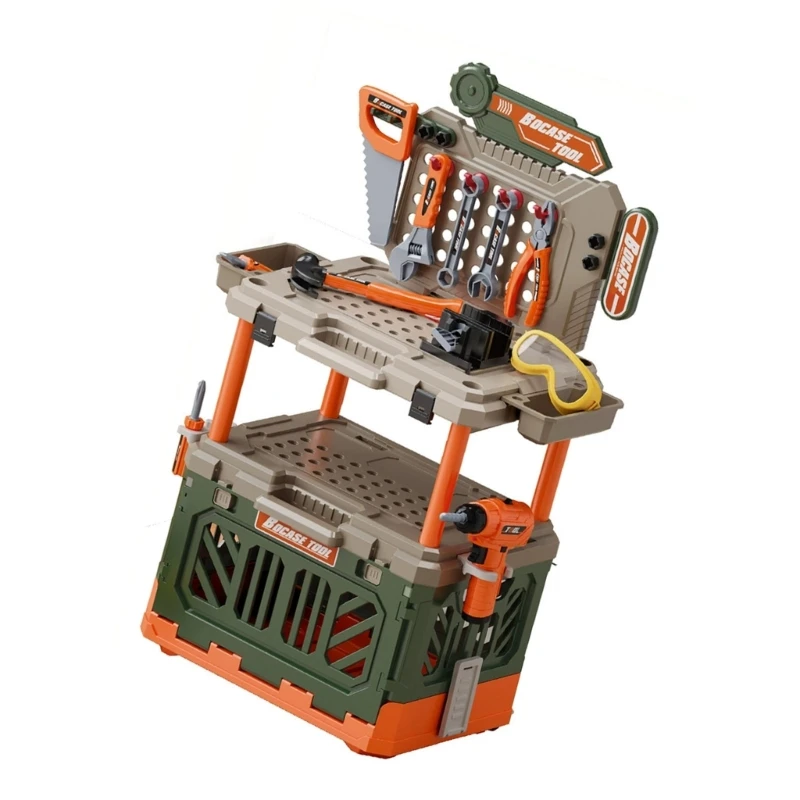 90PCS Partizipative Werkzeug Hocker Spielzeug Finish Pretend Reparatur Set Sichere ABS Materialien Hand Orgel Der Sehkraft 15UB