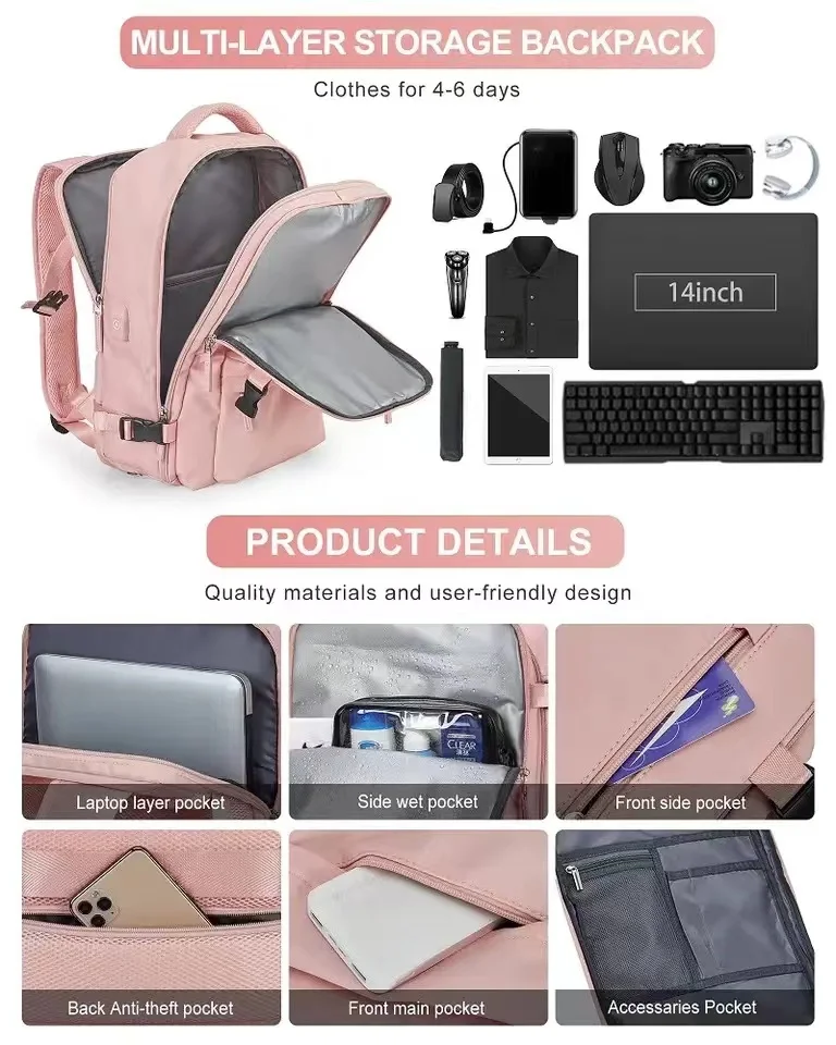 Travel Backpack Personal Item Bag Airline Approved Luggage Suitcase Laptop Backpack Waterproof Weekender Bag For Men And Women