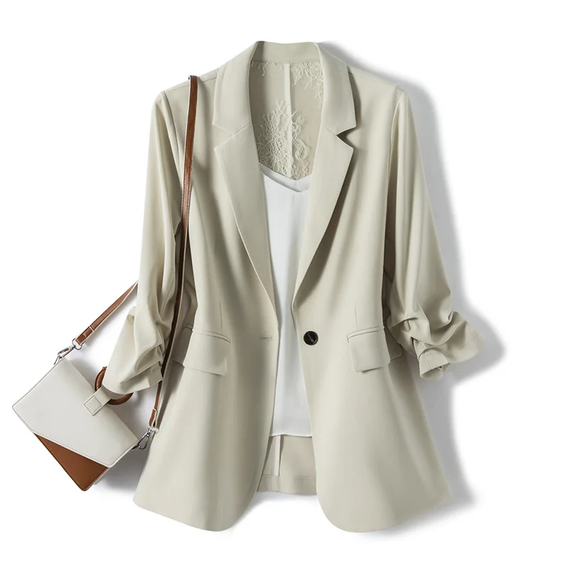 

Office Ladies Fashion Casual Blazer Women Autumn Simple All-match Blazer Jacket Female Elegant Business Short Coat