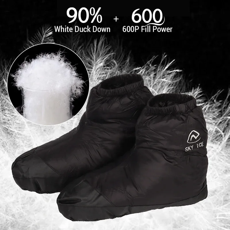 

Waterproof Down Slipper Boots Winter Lightweight Down Socks Stuffed Booties Down Feet Covers for Indoor and Outdoor Activities