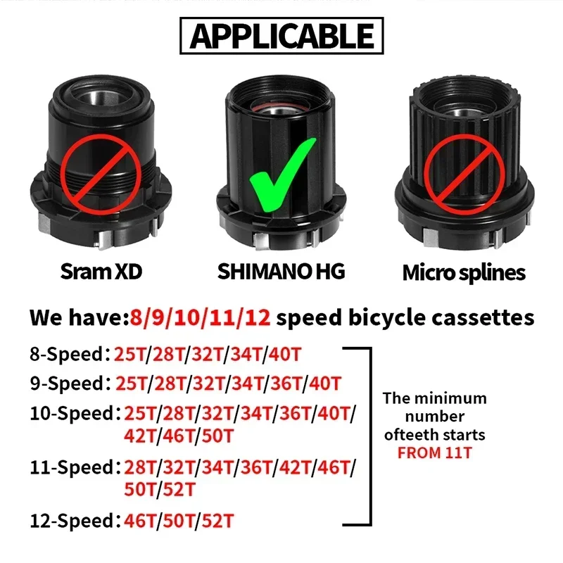 BUCKLOS K7 11V Bicycle Cassette 11 Speed Road Mountain Bike Cassette 32T 34T 36T 42T 46T 50T 52T MTB Freewheel for Shimano HG - view 4