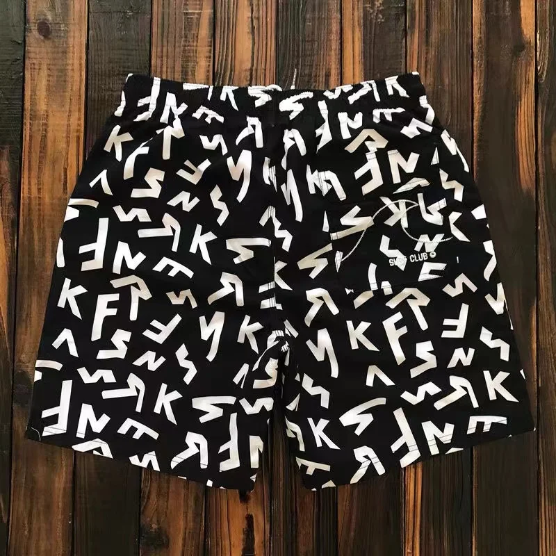 

Trendy Qui Dry Men's Beach Vaion Loose Comfortable Casual orts Summer Sea Coast Printed Five-Quarter Length Pants