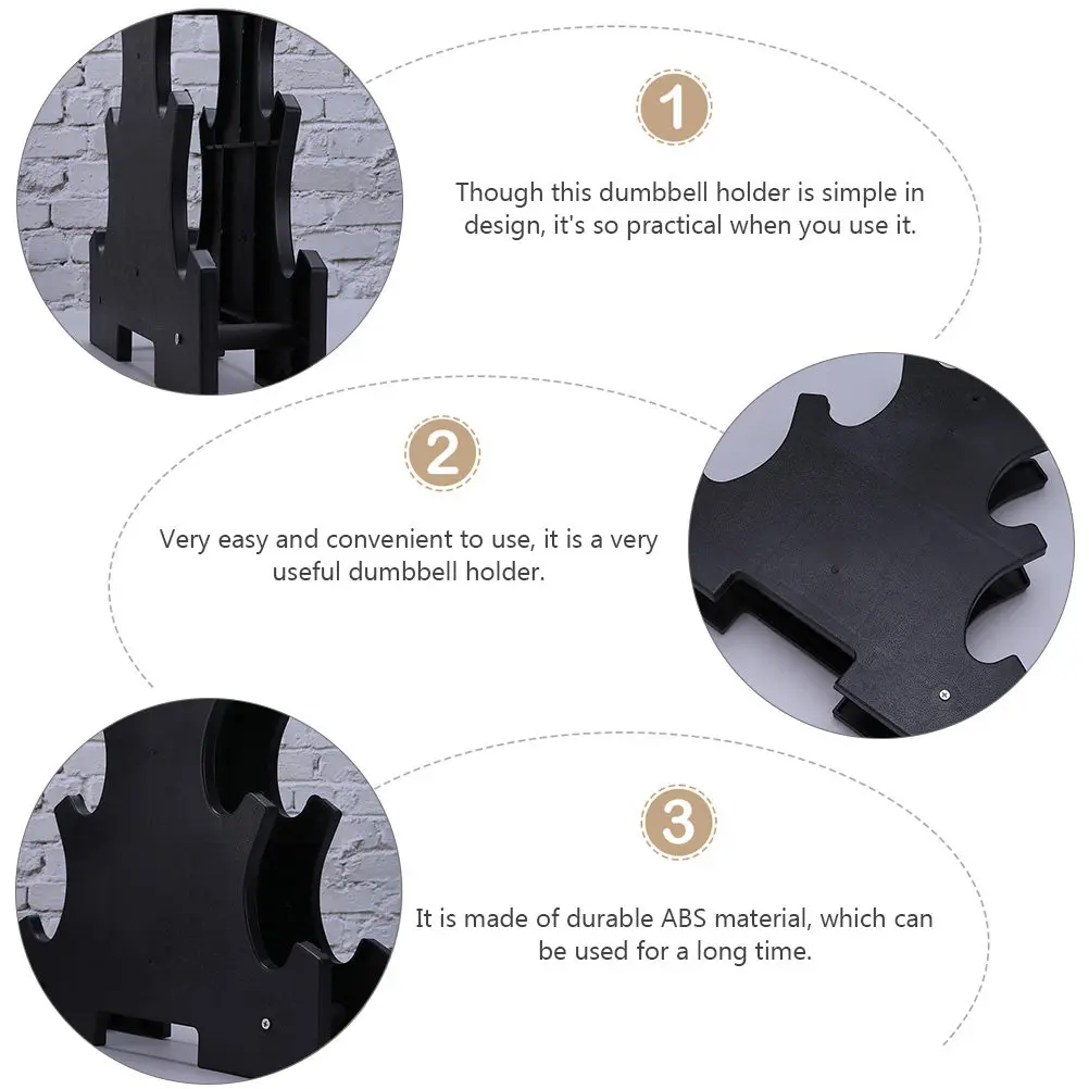 2Pcs Dumbbell Holder Plastic Tree Design 3-Tier Storage Rack Portable Lightweight Fitness Stand Dumbbell Stand