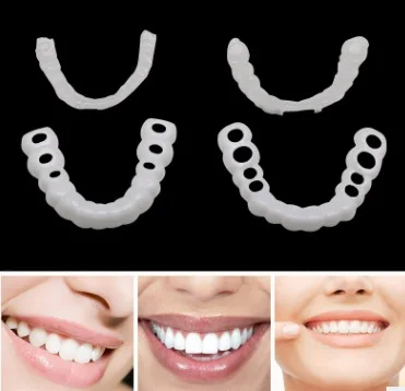 2 Sets =4 pieces Instant Perfect Smile Teeth Teeth Veneers Whitening Cosmetic Denture Fake Tooth Cover Oral Hygiene Tools