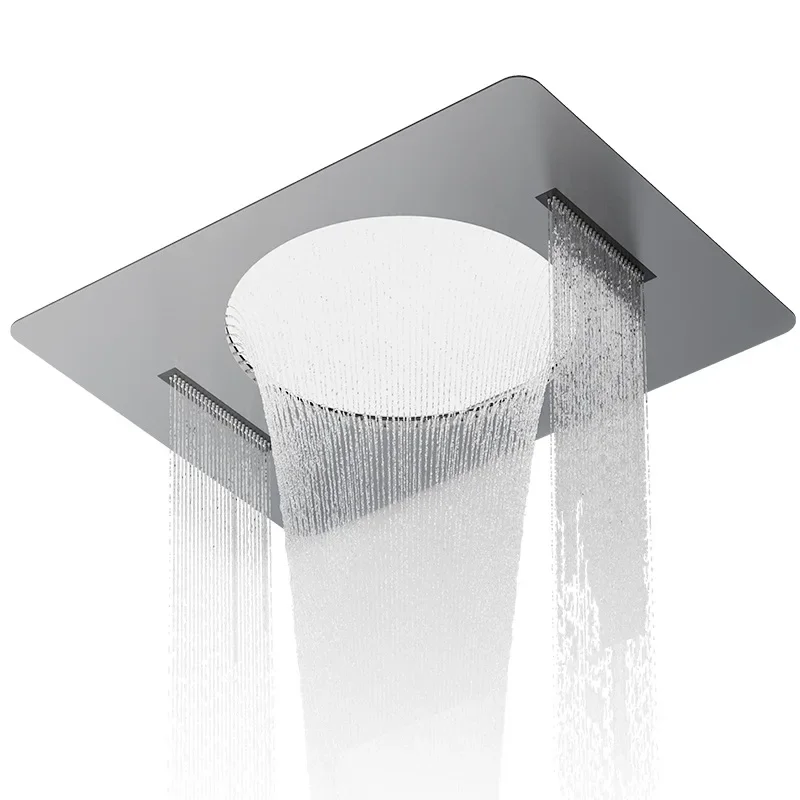 

Ceiling waterfall, shower set, thermostatic insert, embedded shoulder spray