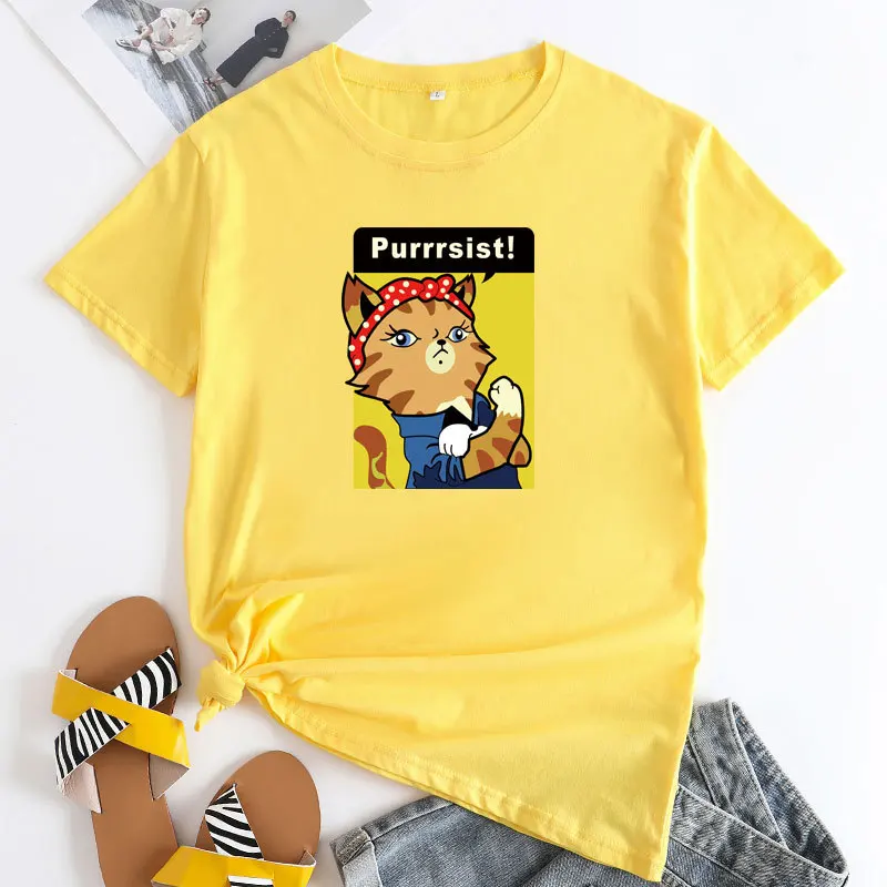 

Летняя женская хлопковая футболка, повседневный вязаный топ из чистого хлопка, летние модные женские футболки