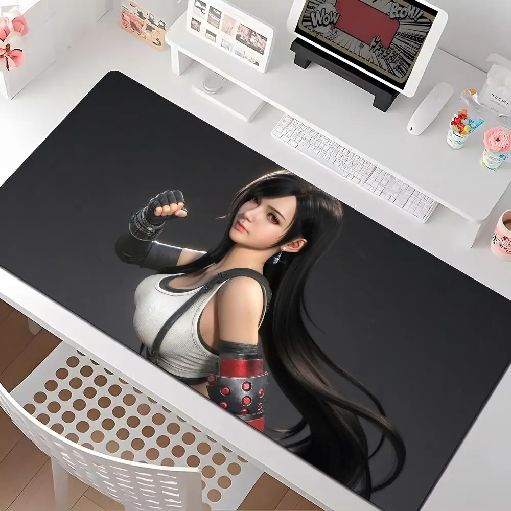 Game T-tifa Final Fantasy 7 Mouse Pad Multiple Sizes Large Square Computer Office Game Table Mats Rubber Anti-slip Mousepads