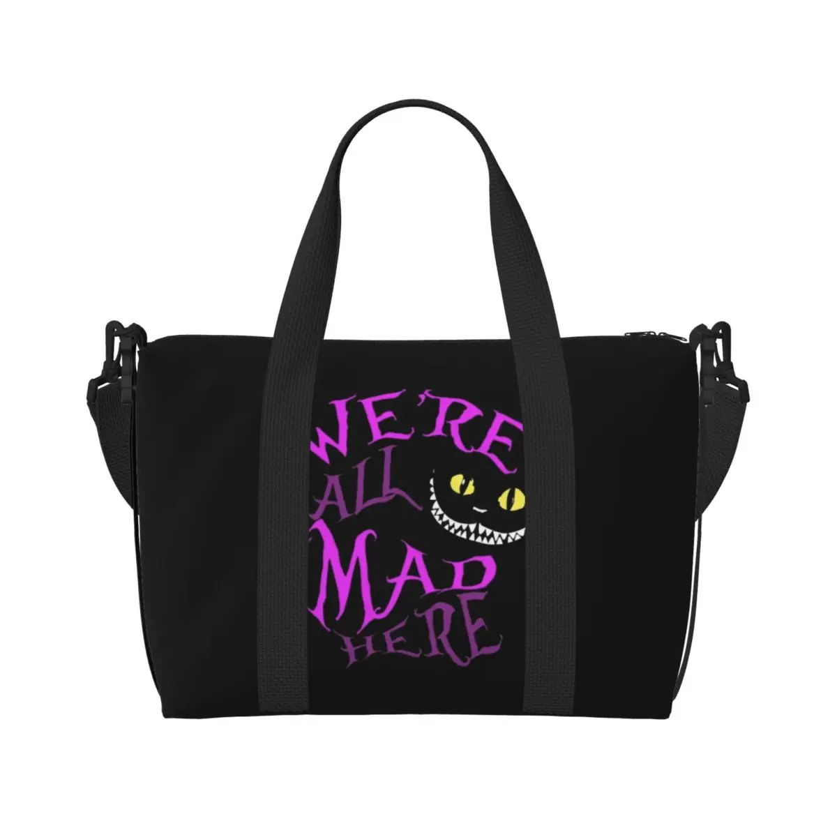 

Custom C-Cheshire Cat Groceries Shopping Tote Bag Women Large Capacity Gym Beach Travel Bags