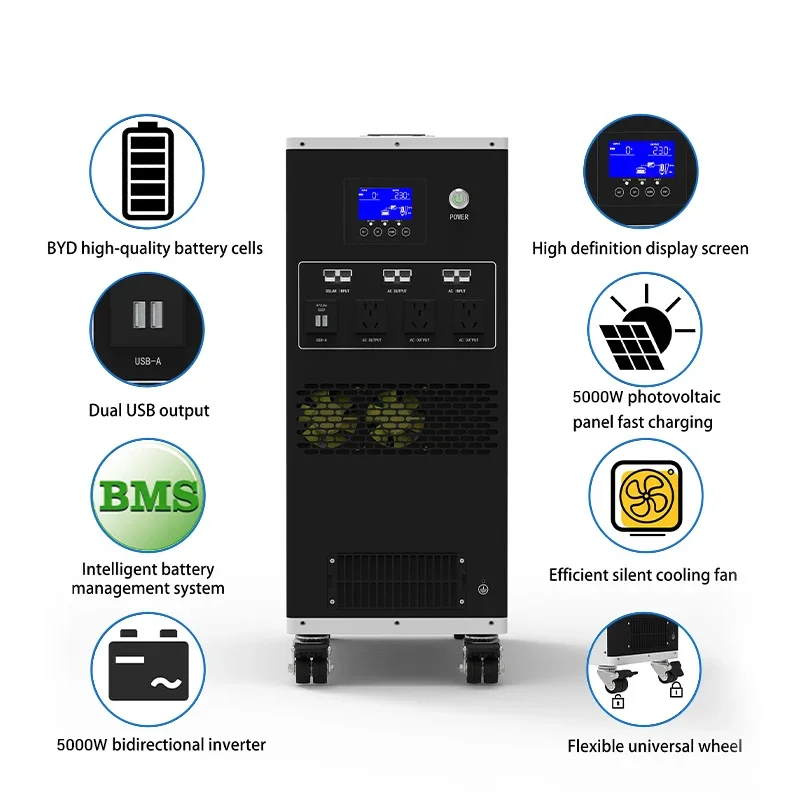 Calion Portable Power Station Emergency Backup Solar Generator 5kwa Ac Inverter Outlet Solar Generator