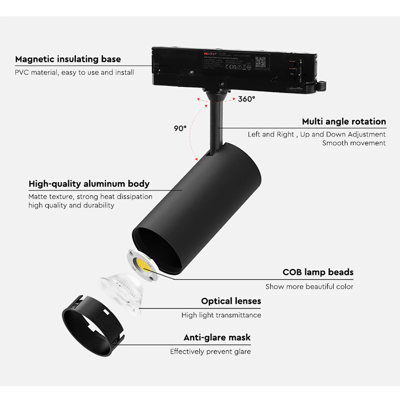 

Miboxer 2.4G 30W Dual White Track Lamp CCT & brightness adjustable LED Spot Light 110V 220V AC Mi-Light 2.4G RF Remote control