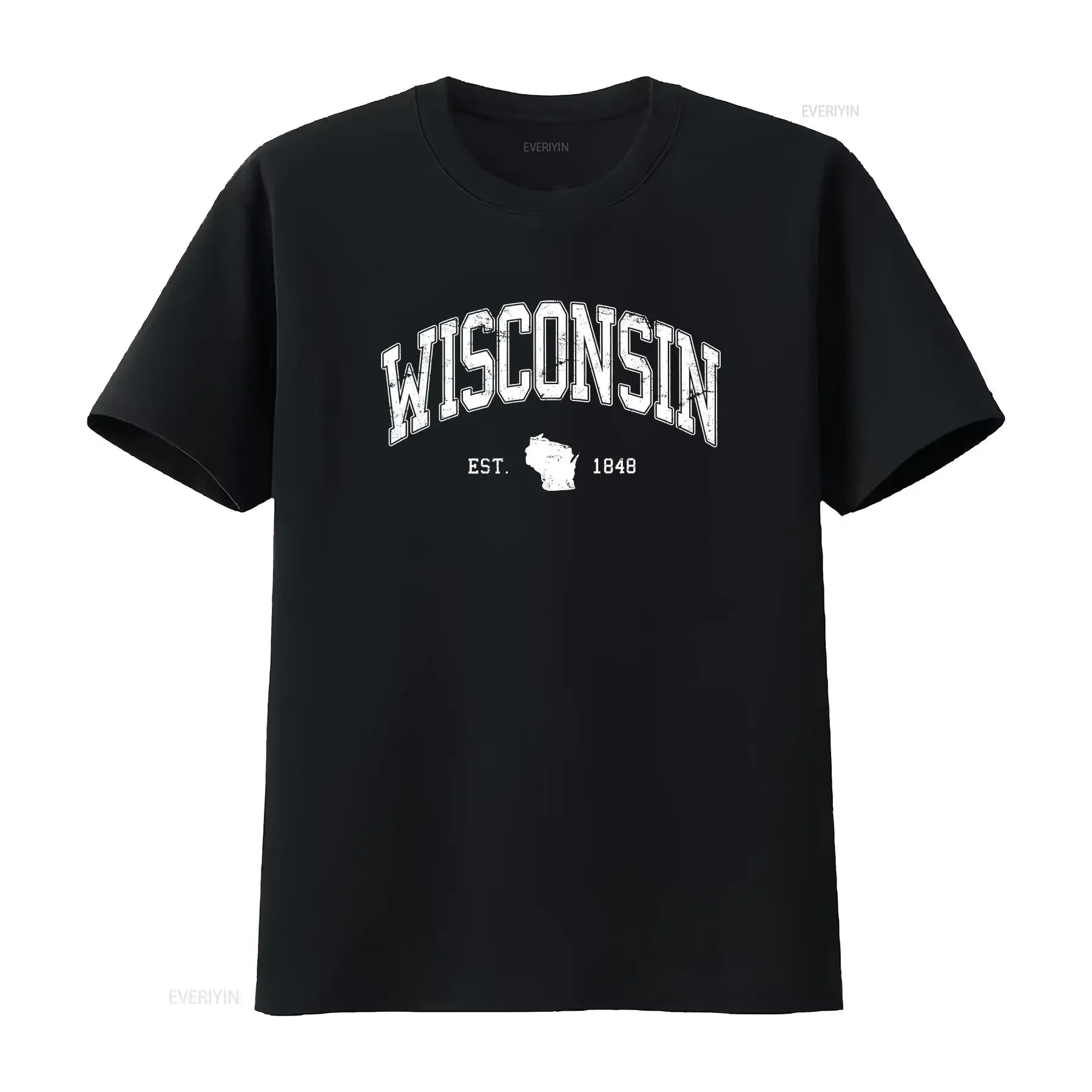 Vintage Style Wisconsin T Shirt Family Travel  vintage Washed Comfortable Soft Casual Stretched Top For Everyday Wear Versatile
