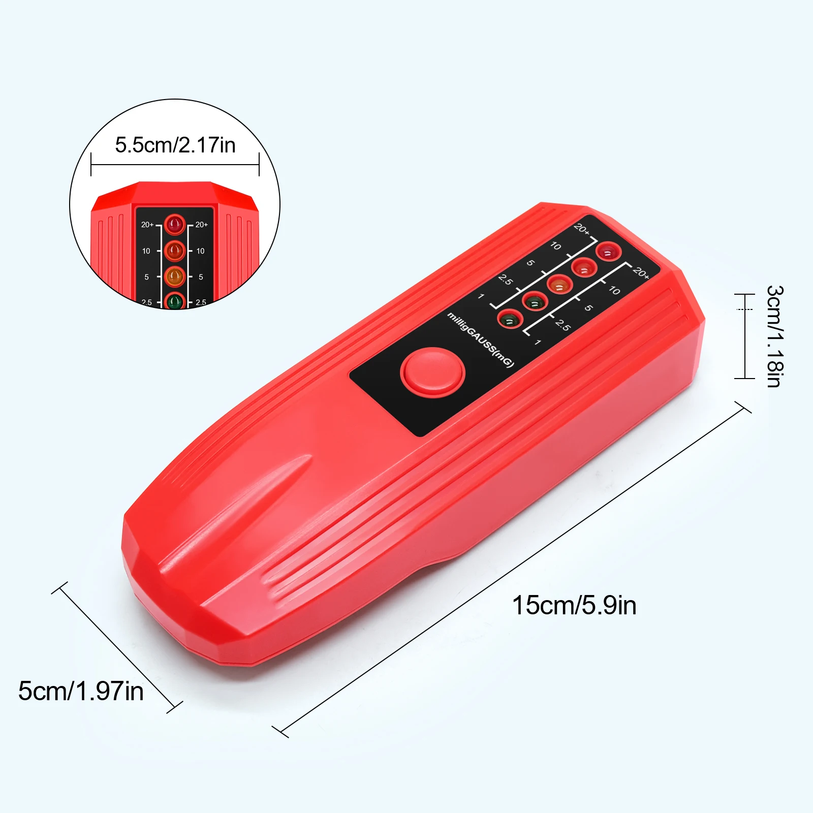 Portable Electromagnetic Radiation Detector 5 LED Gauss Meter Handheld Radiation Tester for Abnormal Wave Research EMF Testing