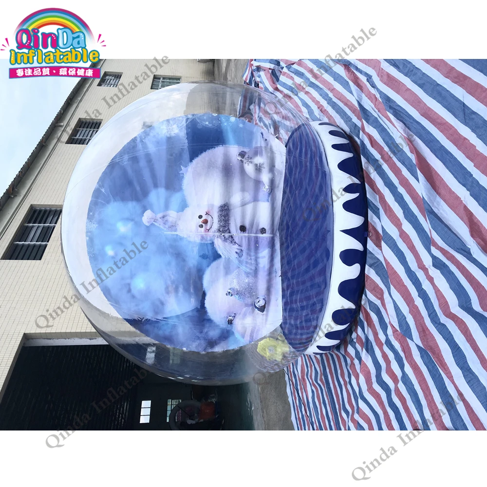 Globo de neve ao ar livre decorações infláveis tamanho real globo de neve claro cúpula inflável globo de neve inflável casa de salto