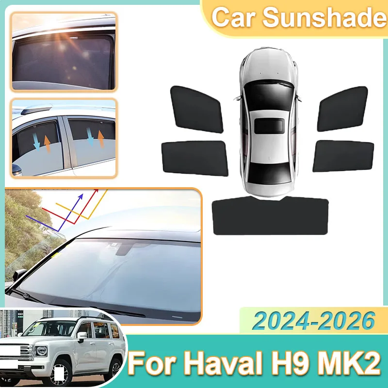 

For Haval H9 MK2 2rd 2th 2024-2026 Car Sunshade Accessories Magnetic Privacy Shading Protection Coverage Blocking Curtain Auto