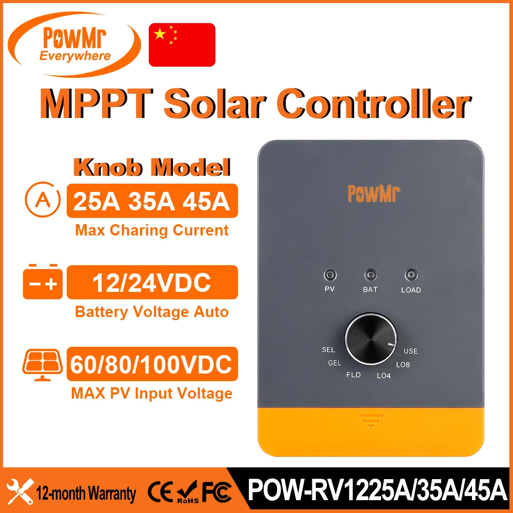

Модель ручки PowMr 25A 35A 45A MPPT Контроллер заряда солнечной энергии ЖК-регулятор Макс. 60 В/80 В 100 В постоянного тока Поддержка панели 12 В 24 В Литиевая батарея