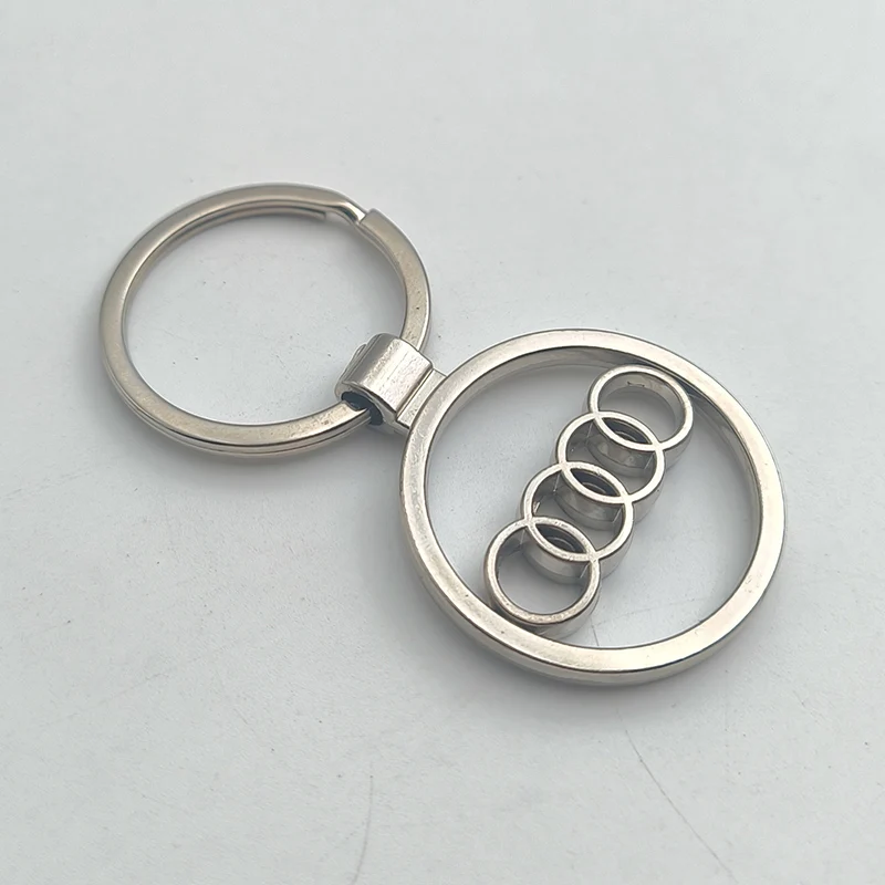 2024 4 Rings Round Hollow Metal Car Logo Keyring Keychain For Audi A1 A3 A4 A5 A6 A7 A8 Q2 Q3 Q5 Q7 S3 S4 S5 S6 S7 Accessories