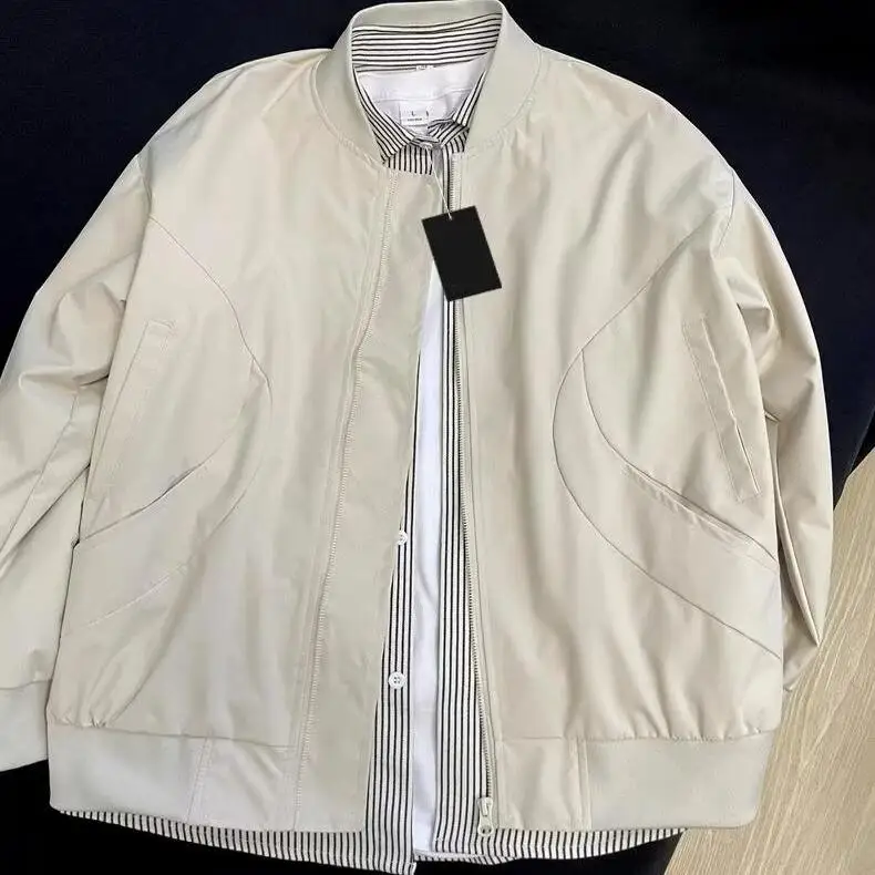 

High-End Workwear Jaet for Men Casual Outdoor Sports Spring Autumn Stand Collar Leisure Coat Anti-Wrinkle Stand Fit