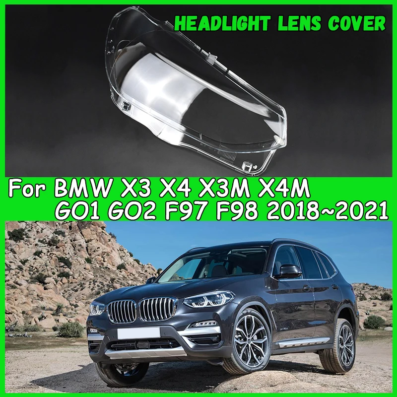 

For BMW X3 X4 X3M X4M G01 G02 F97 F98 2018-2021 Car headlight lens cover Headlamp Shade Head Lamp headlight lamp cover automobil