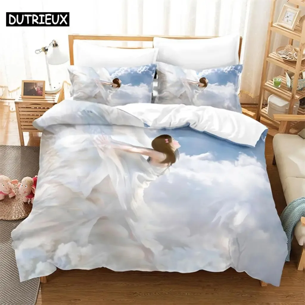 

Sky Fantasy Queen Comfortable Duvet Quilt Cover Pillowcase Bedding Set Children Bedroom Decoration Home Textile