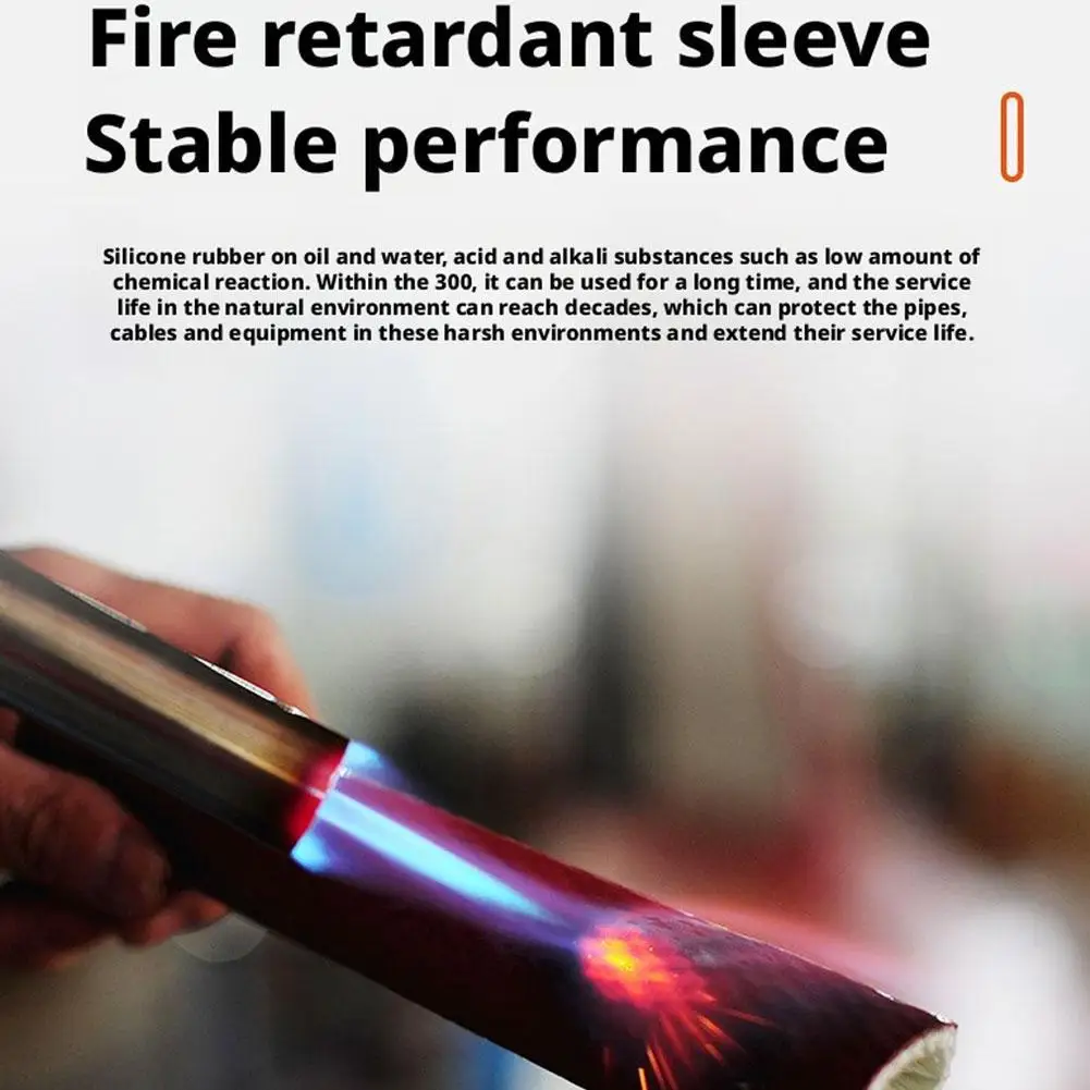 

35mm High Temperature Resistant Fireproof Sleeve Silicone Insulation Casing Retardant Flame Pipe Fiberglass Tube Thicken Y1d5
