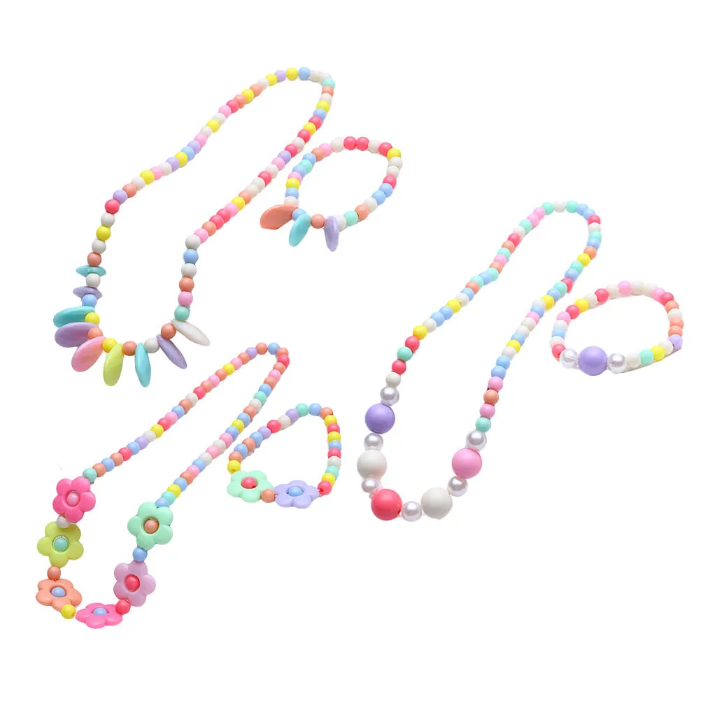 3-set kinderen sieraden set hars bloem kralen ketting armband voor kinderen meisjes feest verjaardag kerstcadeau accessoires