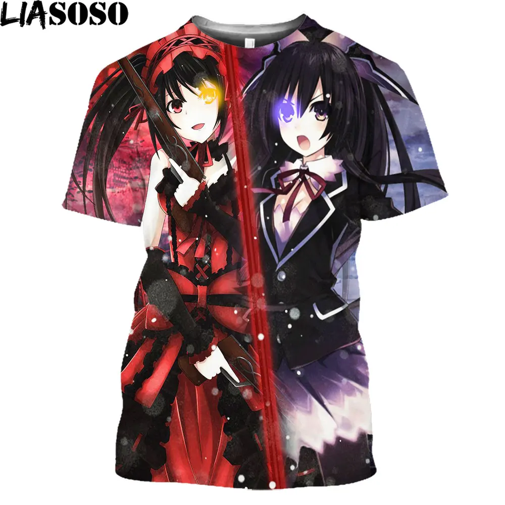 LIASOSO Men's T shirts Anime Tohka Tokisaki 3D Print Women Fashion Casual Loose Oversized T-shirts Clothing Unisex Summer Tshirt