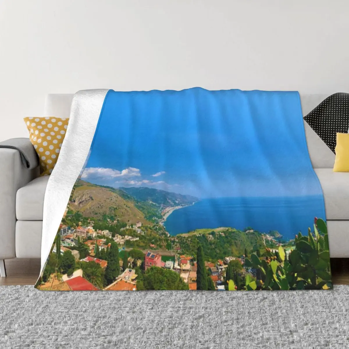 

Taormina City On Sicily Italy Throw Blanket Bed Fashionable Blanket Blankets For Baby Bed covers