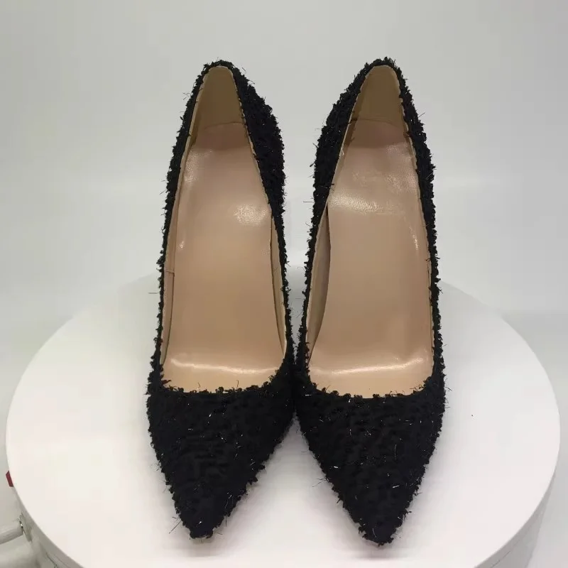 

2025 Spring New High Heels Women's Pointed Stilettos Shallow Flower Decoration Elegant Sexy Banquet Lady Large Size Single Shoes