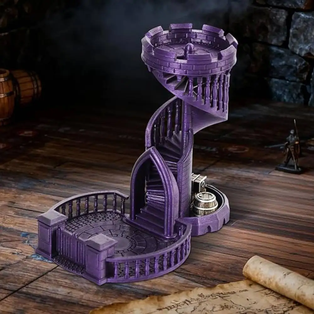 

Dice Tower Castle Retro DND Dice Rolling Tower и лоток для подземелий и драконов Спиральные кубики из смолы Rolling Tower для метания