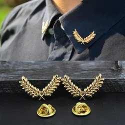 Fashion Suit Shirt Collar Corner Buckle Wheat Ear Brooch Simple three-dimensional Metal Collar Buckle Brooch Couples Jewelry