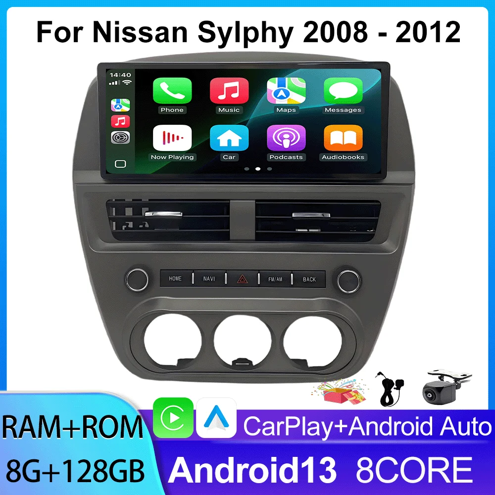 

10.25Inch Car Radio Multimedia Video Player for Nissan Sylphy 2008-2012 with WiFi Wireless Carplay AndroidAuto Stereo Navigation