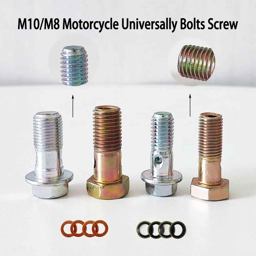 M10/M8 metryczny Adapter Turbo przewód hamulcowy śruba Banjo z podkładki miedziane gumowa uszczelka podwójną śrubą śruba Banjo